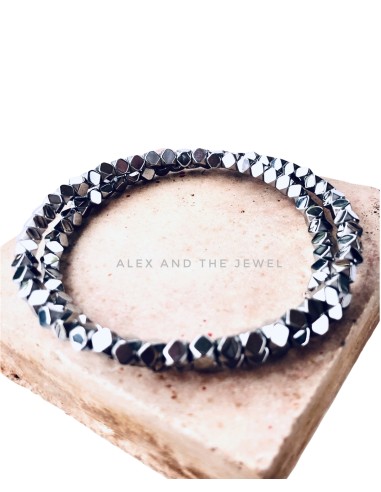 Χειροποίητο γυναικείο δίσειρο βραχιόλι με πέτρες αιματίτη Ariana