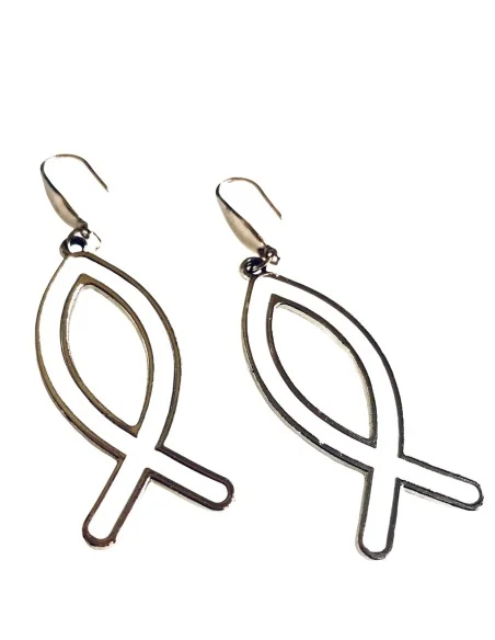 Χειροποίητο γυναικείο κόσμημα σκουλαρίκια ψαράκια σε λευκό και χρυσό Lorin