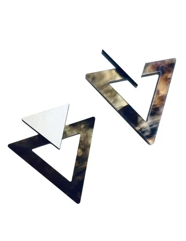 Χειροποίητα γυναικεία σκουλαρίκια από plexiglass σε χρυσό και καφέ Fiona