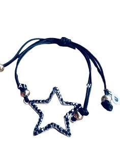 Χειροποίητο βραχιόλι με διάτρητο στοιχείο αστέρι με μαύρα...