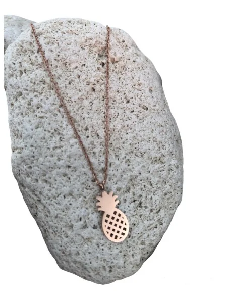 Κοντό κολιέ κρεμαστό από ατσάλι με στοιχείο ανανά σε χρυσό χρώμα και αλυσίδα με προέκταση Pineapple