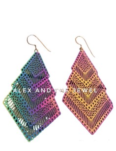 Κόσμημα σκουλαρίκια φιλιγκρί στις αποχρώσεις του ουράνιου τόξου Rainbow