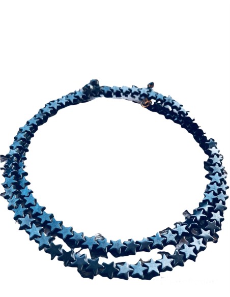 Χειροποίητο κολιέ choker από ημιπολύτιμες πέτρες Αιματίτη Stardust