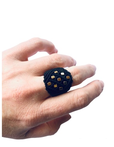 Χειροποίητο δαχτυλίδι μακραμέ με πέτρες Αιματίτη Dorin