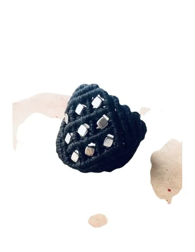 Χειροποίητο δαχτυλίδι μακραμέ με πέτρες Αιματίτη Dorin