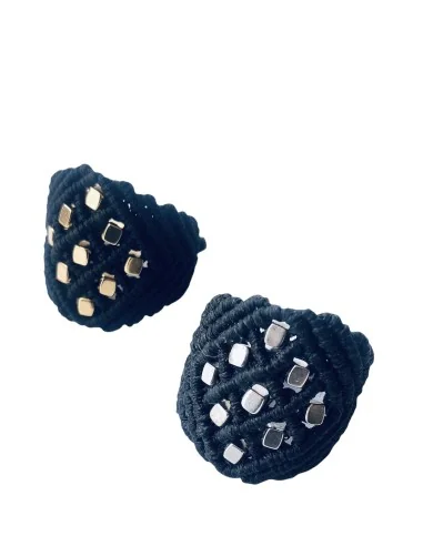 Χειροποίητο δαχτυλίδι μακραμέ με πέτρες Αιματίτη Dorin