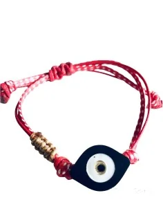 Βραχιόλι μαρτάκι με κορδόνι και στοιχείο μάτι σε 4 αποχρώσεις, ατσάλινες μπίλιες και μακραμέ στο πλάι The Look 2