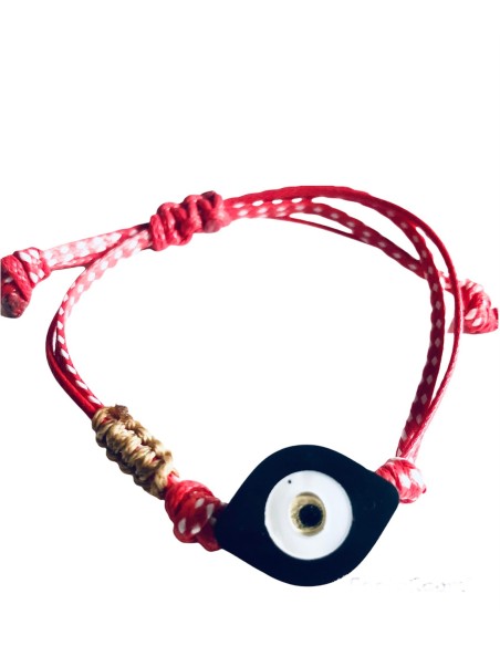 Βραχιόλι μαρτάκι με κορδόνι και στοιχείο μάτι σε 4 αποχρώσεις, ατσάλινες μπίλιες και μακραμέ στο πλάι The Look