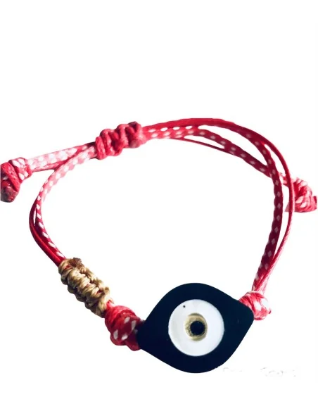 Βραχιόλι μαρτάκι με κορδόνι και στοιχείο μάτι σε 4 αποχρώσεις, ατσάλινες μπίλιες και μακραμέ στο πλάι The Look