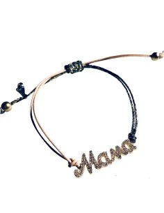 Χειροποίητο γυναικείο επίχρυσο βραχιόλι με ζιργκόν σε δίχρωμο διπλό κορδόνι Mama