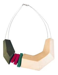 Χειροποίητο γυναικείο ξύλινο κολιέ σε ατσάλινο σύρμα...