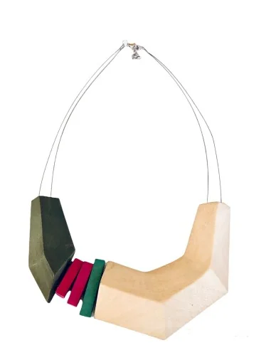 Χειροποίητο γυναικείο ξύλινο κολιέ σε ατσάλινο...