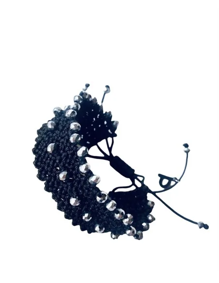 Χειροποίητο μαύρο βραχιόλι μακραμέ με ασημί κρύσταλλα Τσεχίας Asilia Χειροποίητο μαύρο βραχιόλι μακραμέ με ασημί κρύσταλλα Τσεχίας Asilia