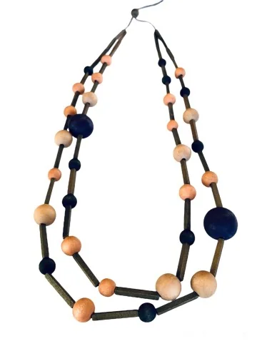 Χειροποίητο γυναικείο ξύλινο κολιέ σε μπεζ,...