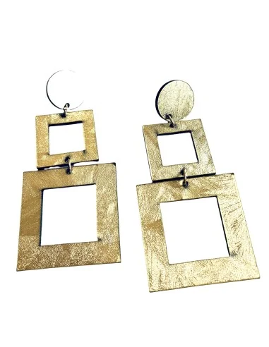 Κόσμημα σκουλαρίκια με άνισα τετράγωνα στοιχεία σε χρυσό χρώμα Squared