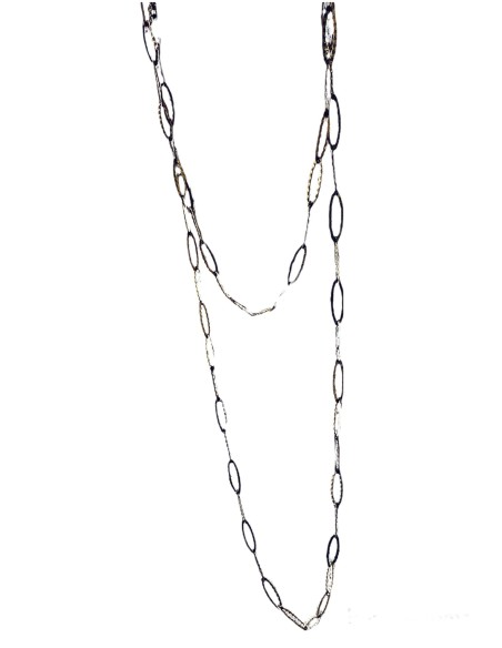 Χειροποίητο κολιέ μακριά ατσάλινη αλυσίδα Drosostalia