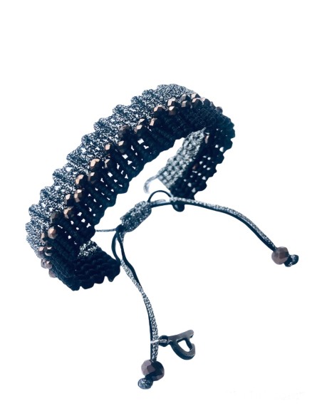 Χειροποίητο βραχιόλι μακραμέ σε γκρι και μαύρο Prague