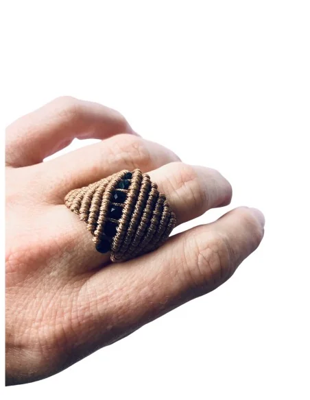 Χειροποίητο γυναικείο σετ μακραμέ βραχιόλι και δαχτυλίδι