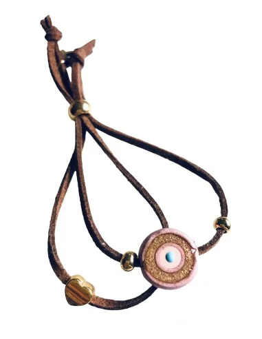 Χειροποίητο βραχιόλι με στοιχείο μάτι σε ροζ...