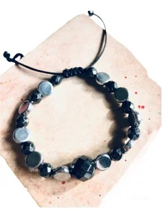 Χειροποίητο βραχιόλι με ημιπολύτιμες πέτρες αιματίτη σε κορδόνι με αυξομείωση Xenia 2