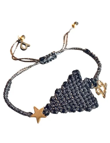 Χειροποίητο βραχιόλι μακραμέ γούρι δεντράκι Santa's Tree