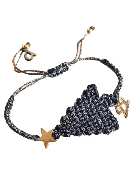 Χειροποίητο βραχιόλι μακραμέ γούρι δεντράκι Santa's Tree