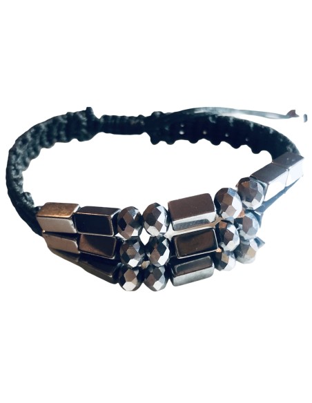 Χειροποίητο γυναικείο βραχιόλι μακραμέ με πέτρες αιματίτη Korin