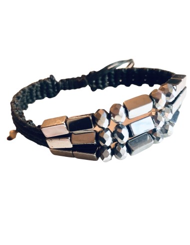 Χειροποίητο γυναικείο βραχιόλι μακραμέ με πέτρες αιματίτη Korin