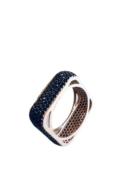 Χειροποίητο γυναικείο δαχτυλίδι από ασήμι 925 με μαύρα ζιργκόν Dion