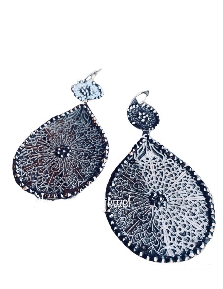 Κόσμημα σκουλαρίκια από μοτίφ φιλιγκρί με pave κρύσταλλα σε ασημί αποχρώσεις Adelaide