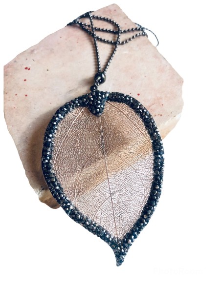 Χειροποίητο κόσμημα κολιέ από φυσικό φύλλο Leaves