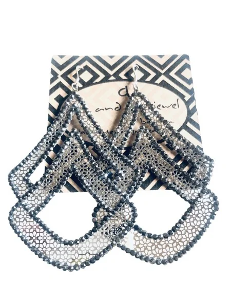 Κόσμημα σκουλαρίκια από pave strass σε φιλιγκρί μοτίφ σε γεωμετρικό σχήμα Sphinx