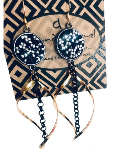 Κόσμημα εντυπωσιακά σκουλαρίκια σε χρυσό και μαύρο Nefertiti