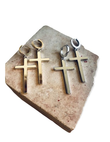 Γυναικεία σκουλαρίκια από ατσάλι σε σχήμα σταυρού Cross