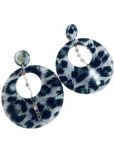 Γυναικεία χειροποίητα σκουλαρίκια από πλεξιγκλάς σε γκρι μαύρη απόχρωση ταρταρούγας ατσάλινη αλυσίδα και κούμπωμα καρφί Aster 2