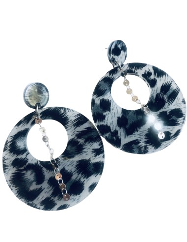 Γυναικεία χειροποίητα σκουλαρίκια από πλεξιγκλάς σε γκρι μαύρη απόχρωση ταρταρούγας ατσάλινη αλυσίδα και κούμπωμα καρφί Aster