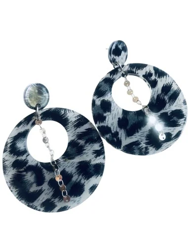 Γυναικεία χειροποίητα σκουλαρίκια από πλεξιγκλάς σε γκρι μαύρη απόχρωση ταρταρούγας ατσάλινη αλυσίδα και κούμπωμα καρφί Aster