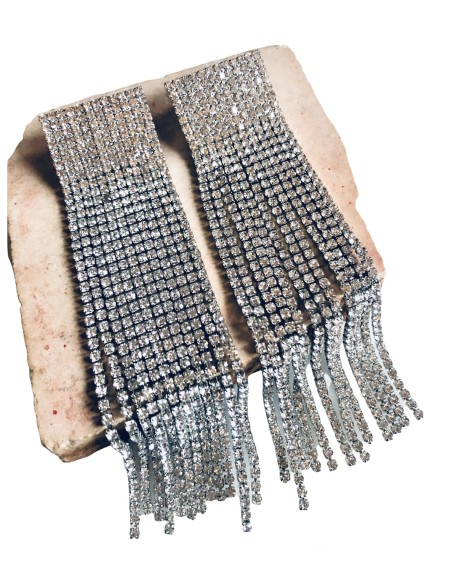 Γυναικεία statement σκουλαρίκια από χυτή αλυσίδα με στρας και κούμπωμα καρφί Shiny Shiny