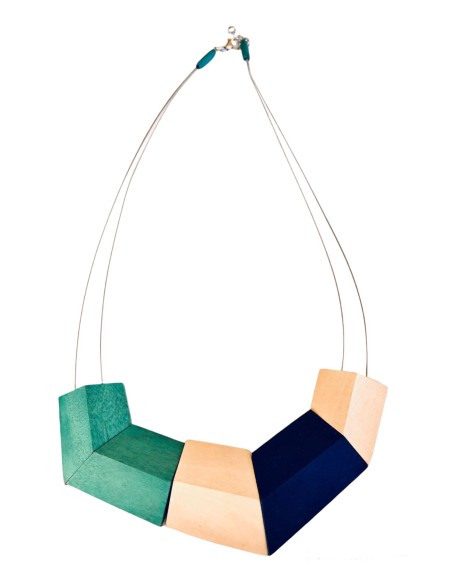 Χειροποίητο γυναικείο τρίχωμο κολιέ από ξύλο και ατσάλι Serifos