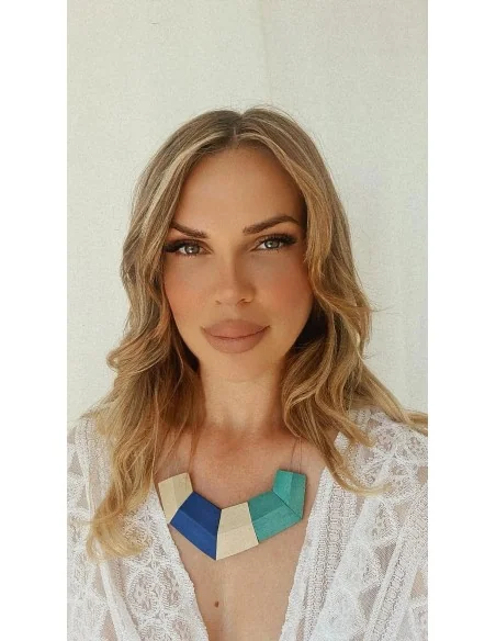 Χειροποίητο γυναικείο τρίχωμο κολιέ από ξύλο και ατσάλι Serifos