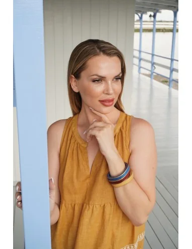 Χειροποίητο ξύλινο βραχιόλι ζωγραφισμένο στο χέρι σε 5 αποχρώσεις Lines