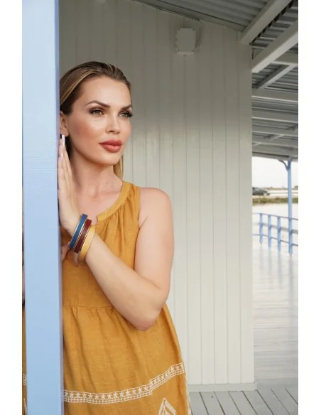 Χειροποίητο ξύλινο βραχιόλι ζωγραφισμένο στο χέρι σε 5 αποχρώσεις Lines