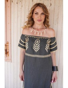 Χειροποίητο γυναικείο κολιέ από ξύλο σε λευκό και μαύρο Antilles