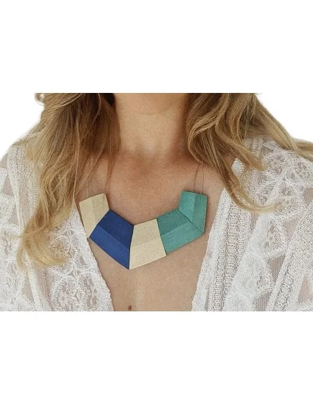 Χειροποίητο γυναικείο τρίχωμο κολιέ από ξύλο και ατσάλι Serifos