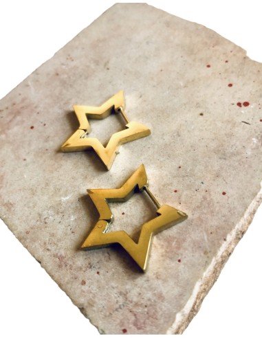 Σκουλαρίκια από ανοξείδωτο χειρουργικό ατσάλι σε σχέδιο αστέρι στην απόχρωση του χρυσού και του ασημί Star