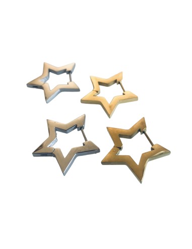 Σκουλαρίκια από ανοξείδωτο χειρουργικό ατσάλι σε σχέδιο αστέρι στην απόχρωση του χρυσού και του ασημί Star