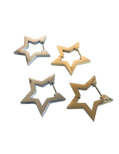 Σκουλαρίκια από ανοξείδωτο χειρουργικό ατσάλι σε σχέδιο αστέρι στην απόχρωση του χρυσού και του ασημί Star