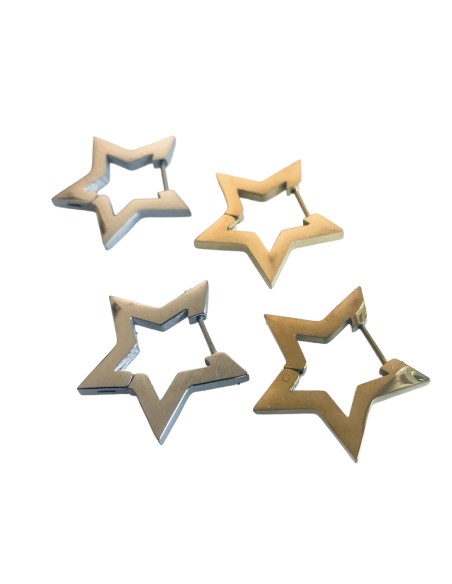 Σκουλαρίκια από ανοξείδωτο χειρουργικό ατσάλι σε σχέδιο αστέρι στην απόχρωση του χρυσού και του ασημί Star