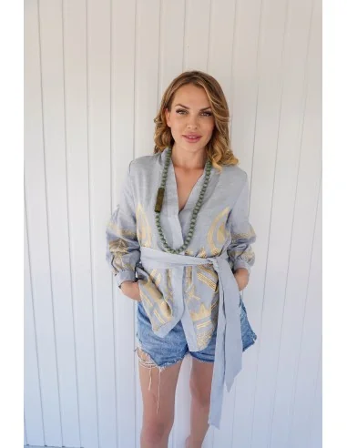 Χειροποίητο γυναικείο μακρύ κολιέ από ξύλο σε μπεζ χακί καφέ Night tube