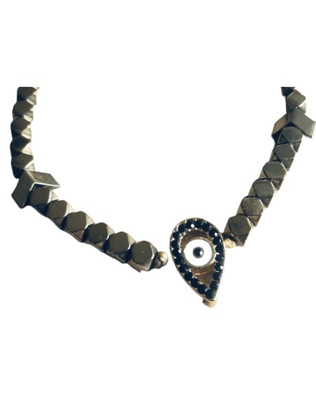 Χειροποίητο βραχιόλι μάτι με πέτρες αιματίτη Thekla